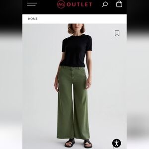AG Adriano Goldschmied Caden  Olive Green Wide-Leg Trousers High Waist  Size 29
